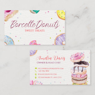 Cartão de Visita de Negócios de Padaria de Donuts