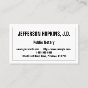 Cartão de visita de Notário Público mínimo e b