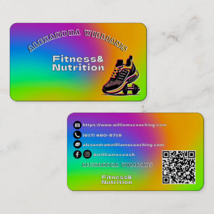 Cartão de Visita de Nutrição da Vibrant Neon Fitne