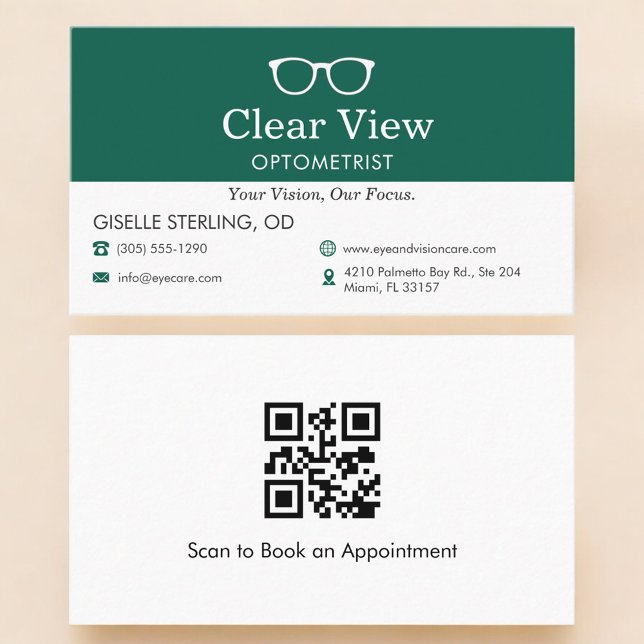 Cartão de Visita de Optometrista com Código QR (Criador carregado)
