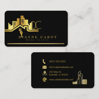cartão de visita de ouro e logótipo preto