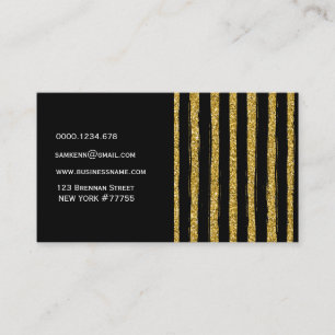 Cartão de visita de ouro e preto elegante e chico
