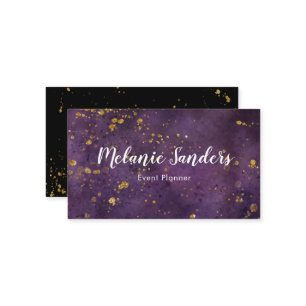 Cartão de visita de ouro e roxo escuro criativo