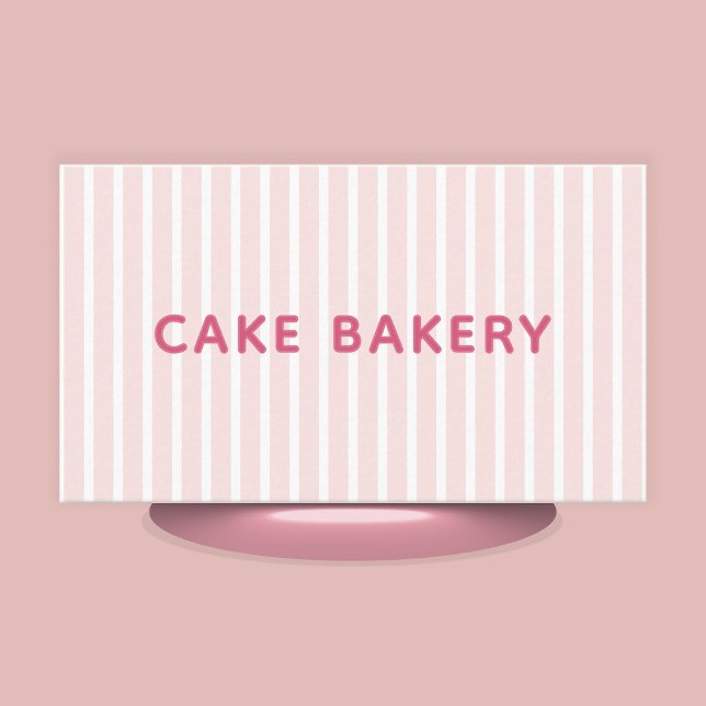 Cartão de Visita de Padaria com Listras Rosa Moder (Stylishly Personalize with Your Business Name & Contact Information.)