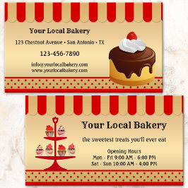 Cartão de Visita de Padaria de Cupcakes Doces Verm
