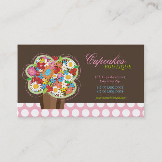Cartão de visita de padaria de flores de Cupcake