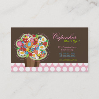 Cartão de visita de padaria de flores de Cupcake