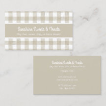 Cartão de visita de padaria de Xadrez branca e beg