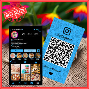 Cartão de Visita de Padaria Instagram Chef Azul Ca