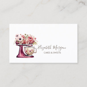 Cartão de Visita de Padaria Simple Red Mixer Flowe