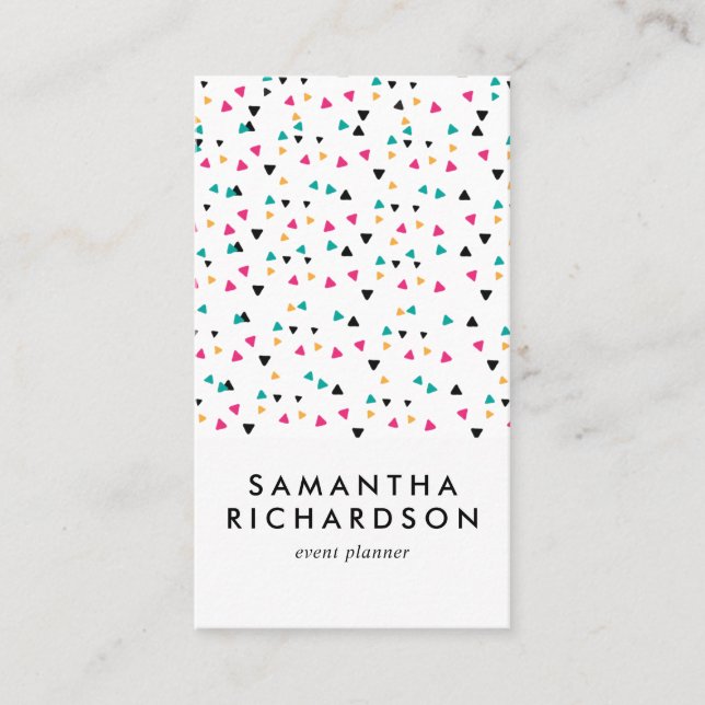 Cartão de visita de Padrão Confetti de Triângulo C (Frente)