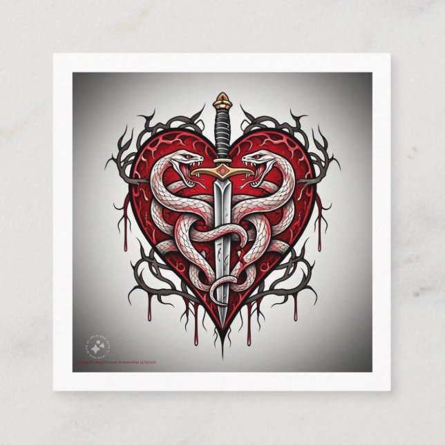 Cartão de visita de padrão de tatuagem (Verso)