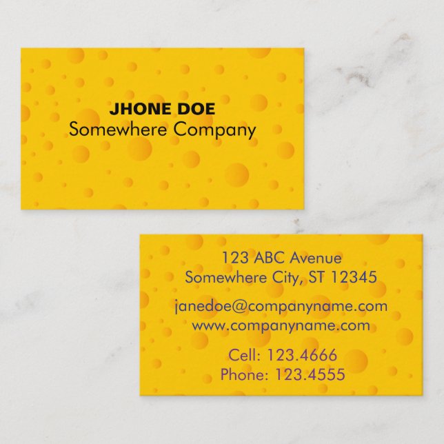 Cartão de visita de padrão de textura de queijo su (Frente/Verso)