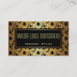 Cartão de visita de Padrão Floral Adorável Preto e