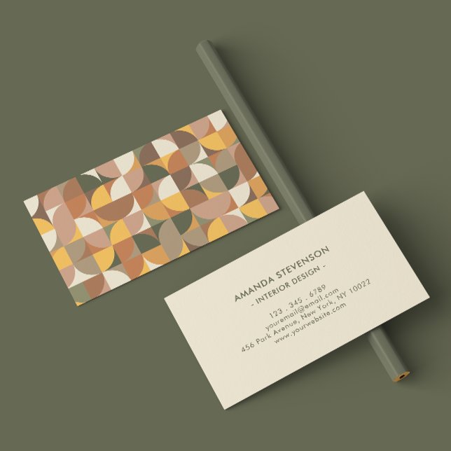 Cartão de visita de padrão geométrico colorido (Criador carregado)