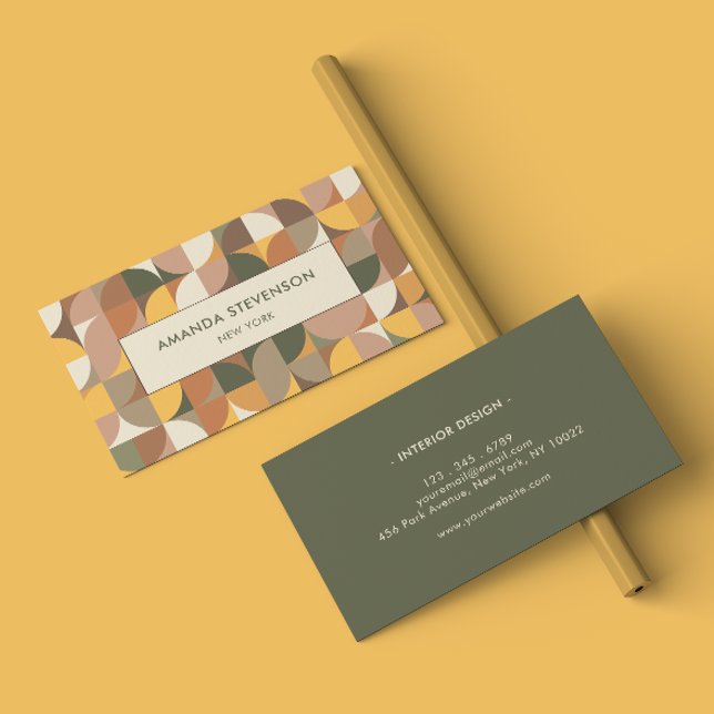 Cartão de visita de padrão geométrico colorido (Criador carregado)