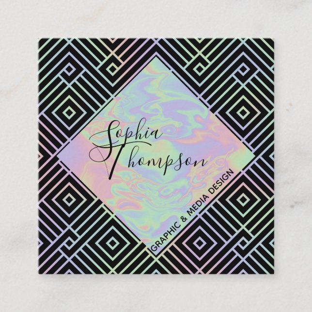 Cartão de visita de padrão holográfico moderno (Frente)