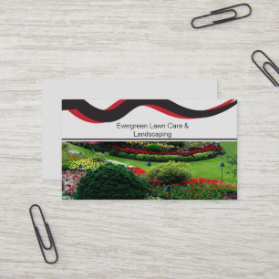 Cartão de Visita de Paisagismo Preto e Vermelho co