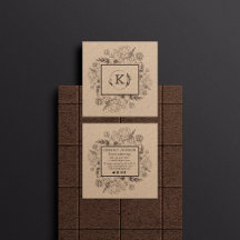 Cartão de visita de papel kraft Botânico moderno