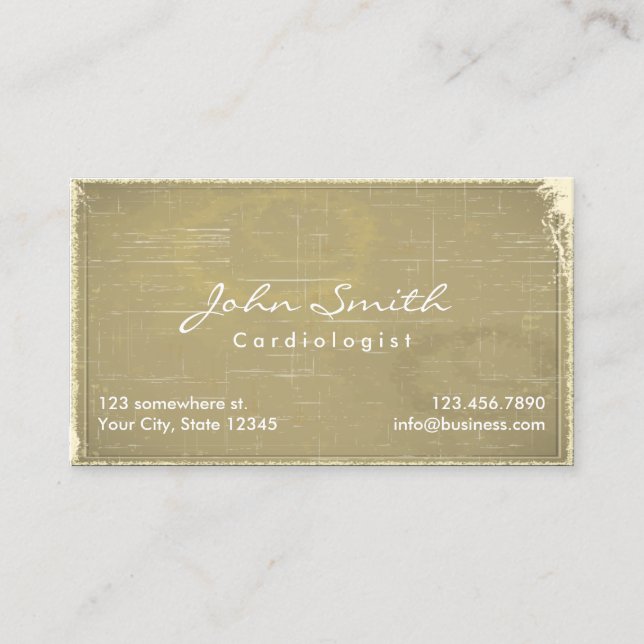 Cartão de visita de papel velho do cardiologista (Frente)