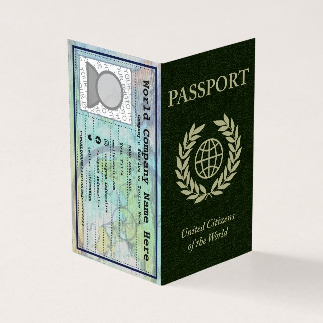 cartão de visita de passaporte verde (Exterior)