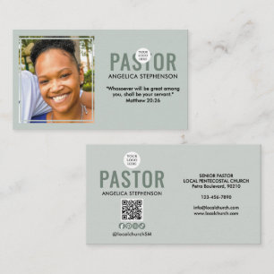 Cartão de Visita de Pastor de Igreja em Verde Sage