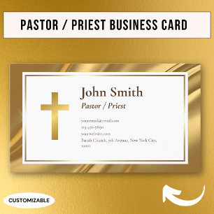 Cartão de Visita de Pastor Padre Elegante Simples 