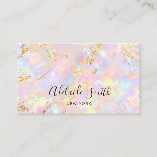 cartão de visita de pedra opal, cor-de-rosa, (Frente)