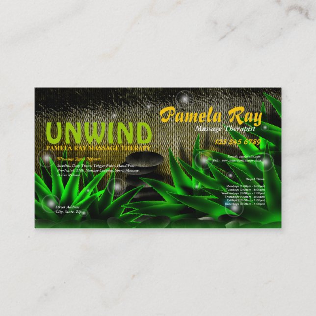 Cartão de visita de pedra quente do aloés do (Frente)