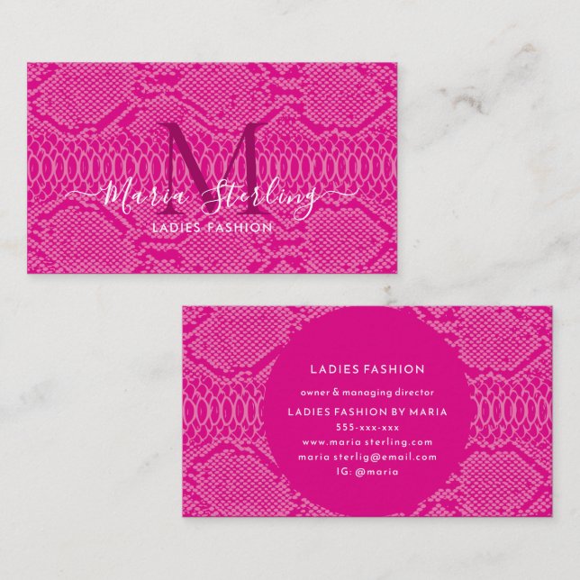 Cartão de visita de Pele Pinton Rosa (Frente/Verso)