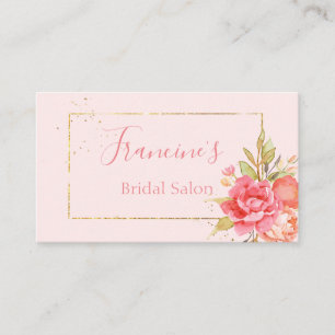 Cartão de visita de Peony Rosa, com quadro Dourad
