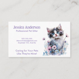 Cartão de Visita de Pet Sitter – Gato Fofo entre F