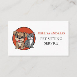Cartão de Visita de Pet Sitting Fofo