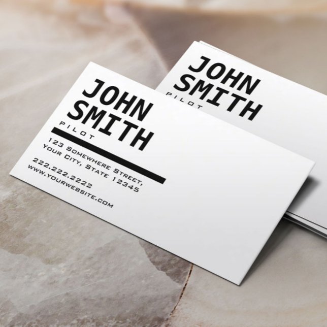 Cartão de visita de Piloto/Aviador preto e branco (Criador carregado)