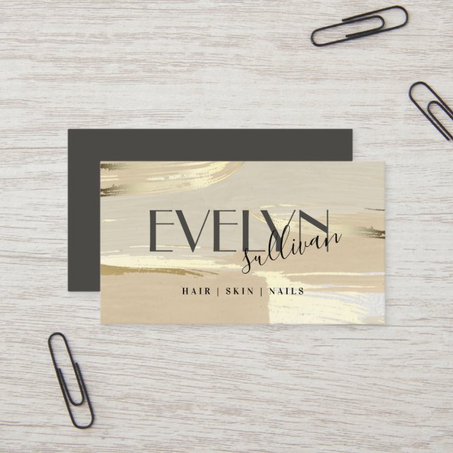 Cartão de visita de pinturas a ouro castanho (Frente/Verso In Situ)