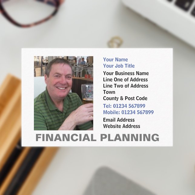 Cartão de Visita de Planejamento Financeiro com Fo (Financial Planning Business Card)