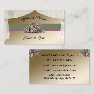 Cartão de visita de Planner de Casamento de Rosas