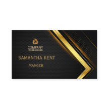 Cartão de visita de preto e ouro moderno profissio