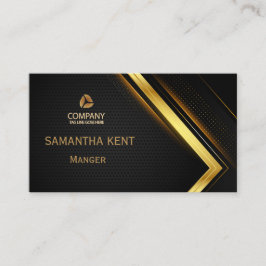Cartão de visita de preto e ouro moderno profissio
