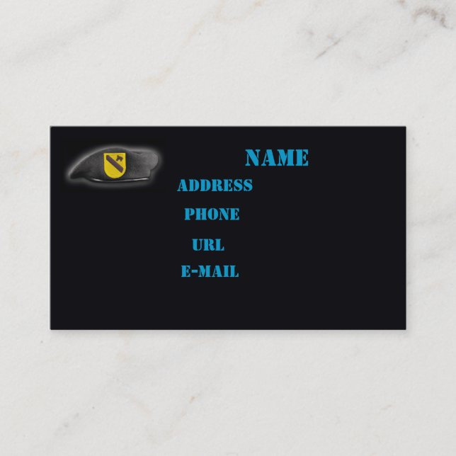 Cartão de visita de primeira cavalaria cav vet ira (Frente)