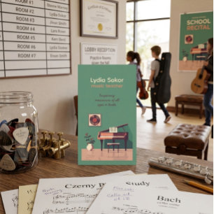 Cartão de visita de professor Elegante de Música P