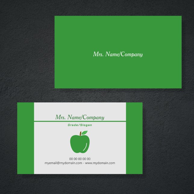 Cartão de visita de Professora da Apple Verde (Green Apple Teacher Business Card)