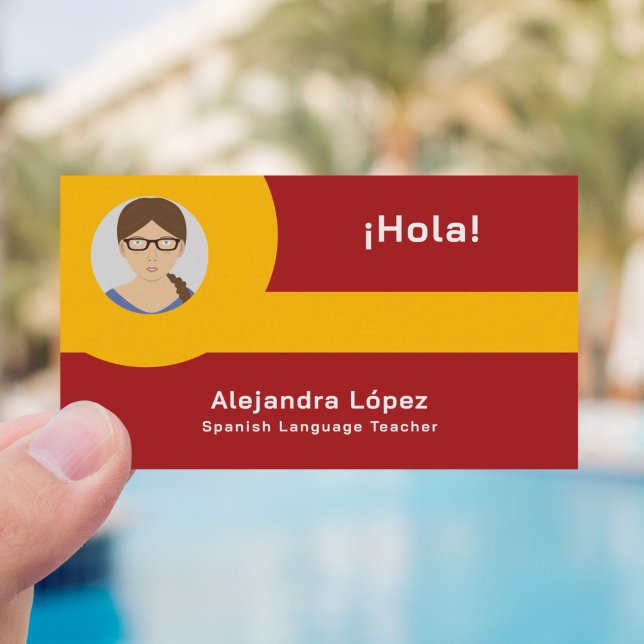 Cartão de visita de Professores Espanhol com Foto (Spanish Teacher Business Card)