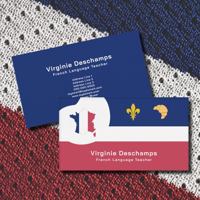 Cartão de visita de Professores Franceses com Mapa (French Teacher Business Card )
