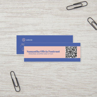 Cartão de visita de QR Mini Minimalista Azul e Pea