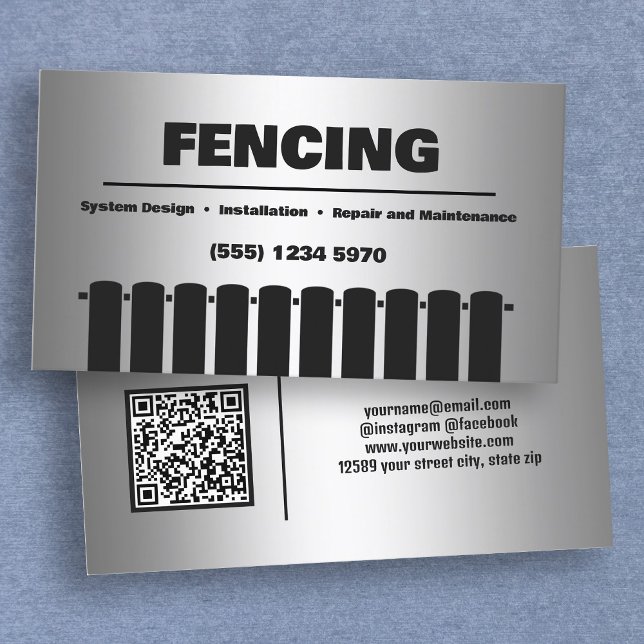 Cartão de visita de QR personalizado de cerca (Fence Custom QR Business Cards)