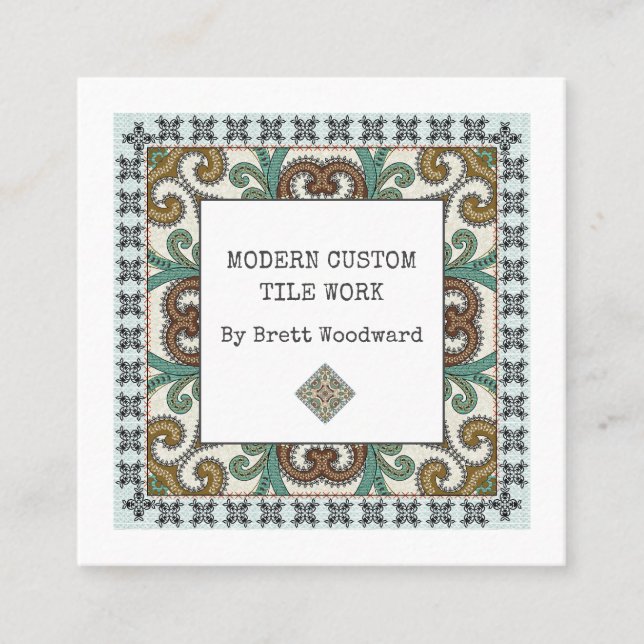 Cartão de visita de Quadrado de Tiler Profissional (Frente)