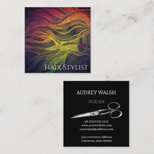 Cartão de visita de quadrado preto simples Vintag (Frente/Verso)