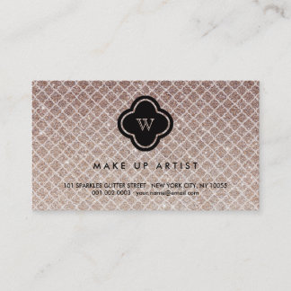 Cartão de visita de Quatrefoil Monograma com Glitt
