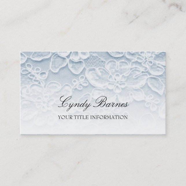 Cartão de visita de rendas azuis (Frente)